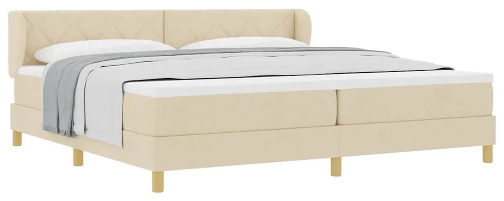 Cama Box Spring com Colchão - Creme - 200x200 cm - Tecido