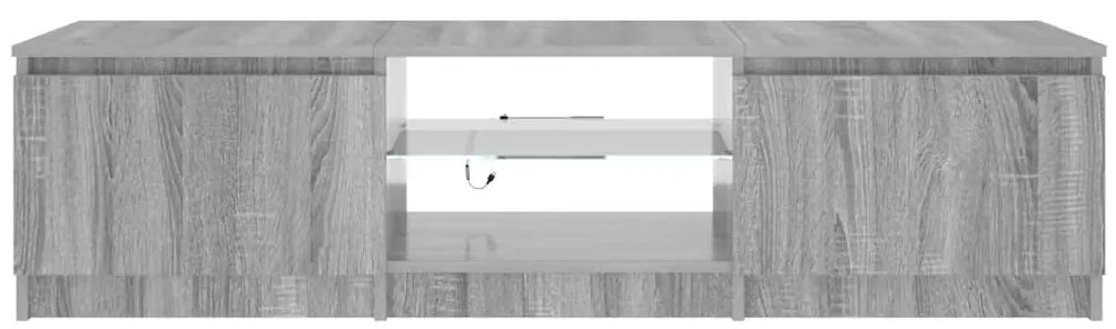 Móvel de TV com luzes LED 140x40x36 cm cinzento sonoma
