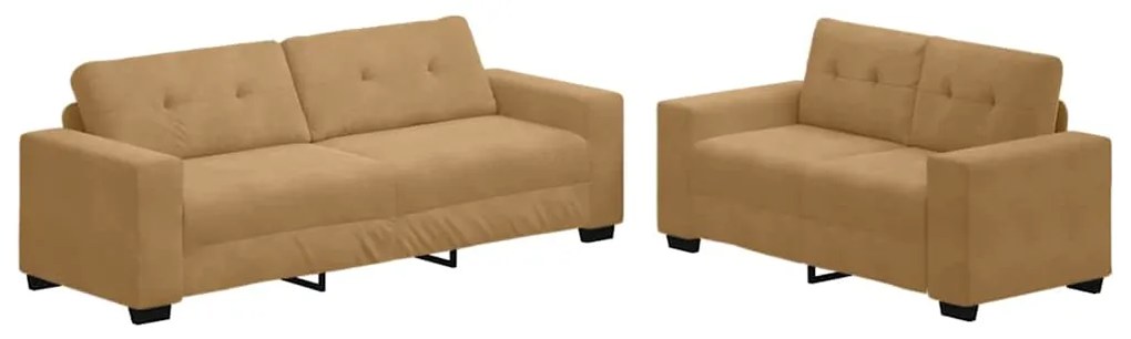 Conjunto de Sofá 2 Peças com Almofadas Veludo Marrom