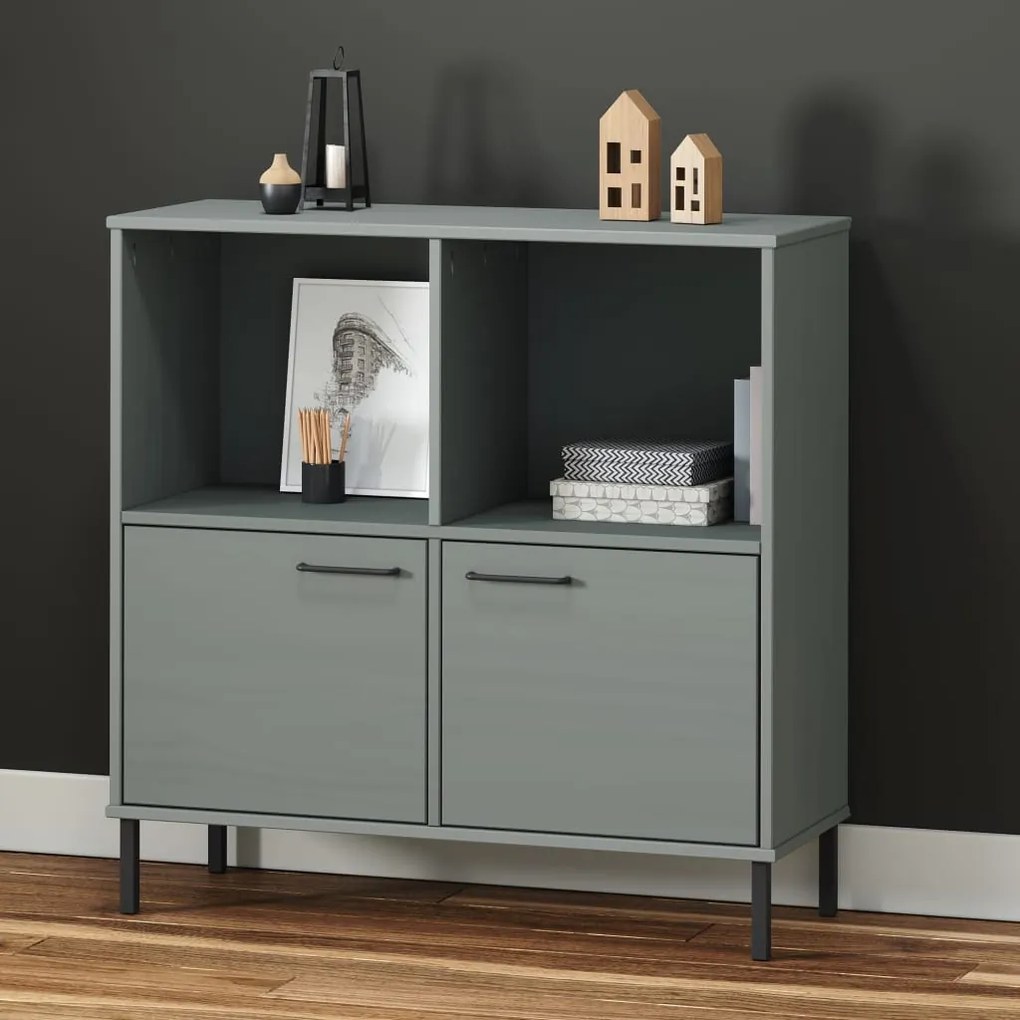 vidaXL Estante c/ pernas metal 90x35x90,5 cm madeira maciça OSLO cinza