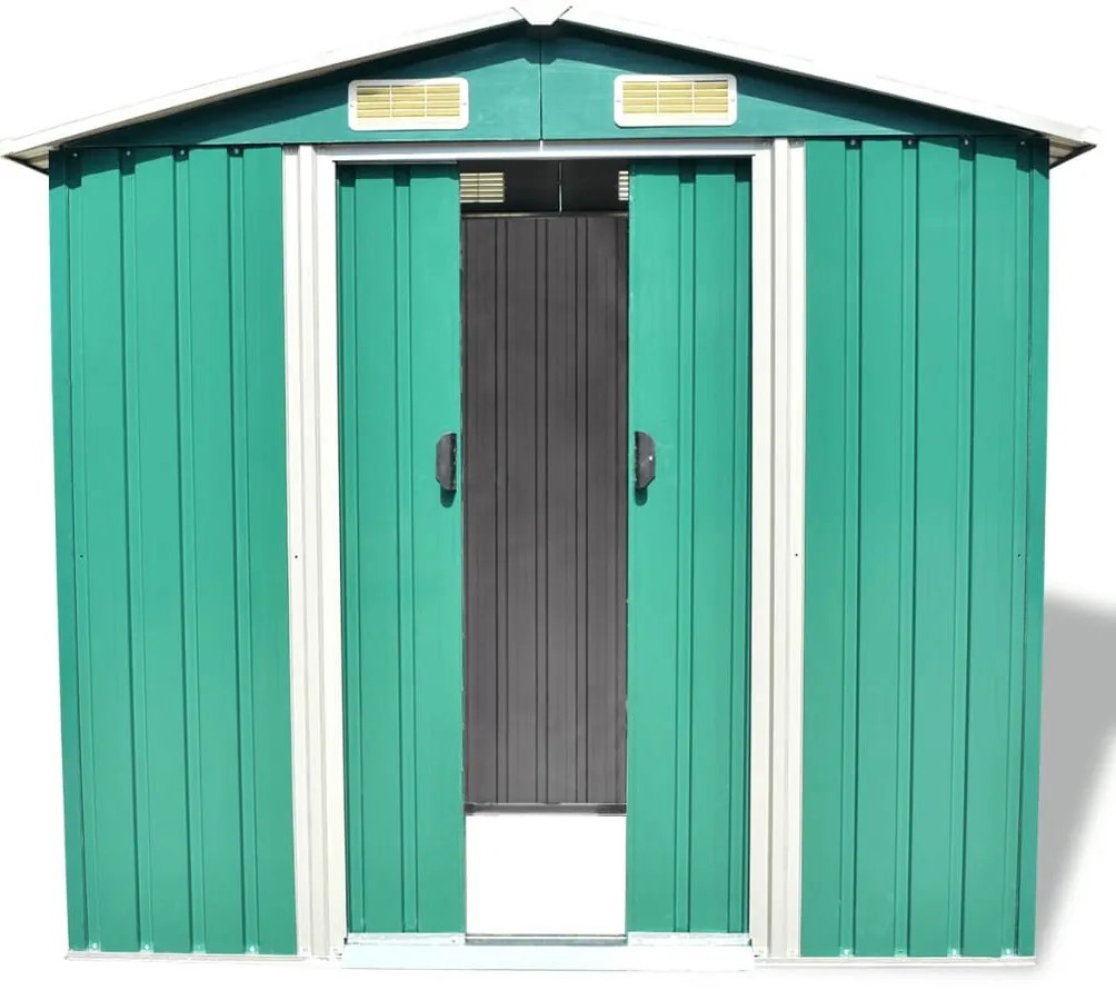 Abrigo de jardim metal verde 204x132x186 cm