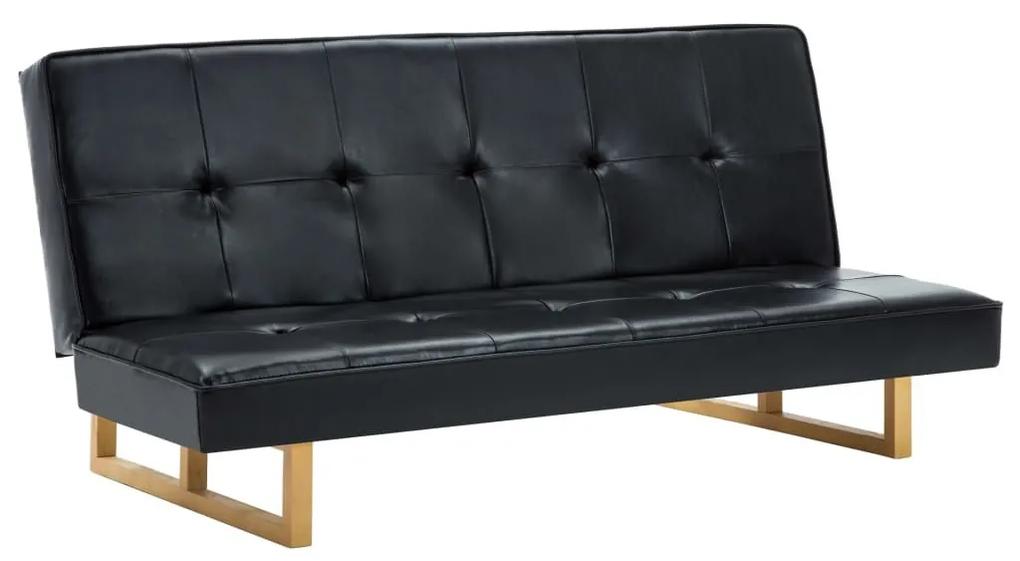 Sofá-cama em couro artificial preto