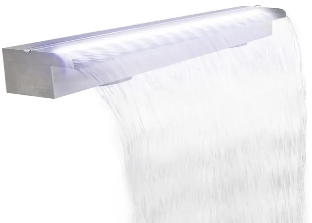 vidaXL Fonte cascata para piscina com luzes LED 110 cm aço inoxidável