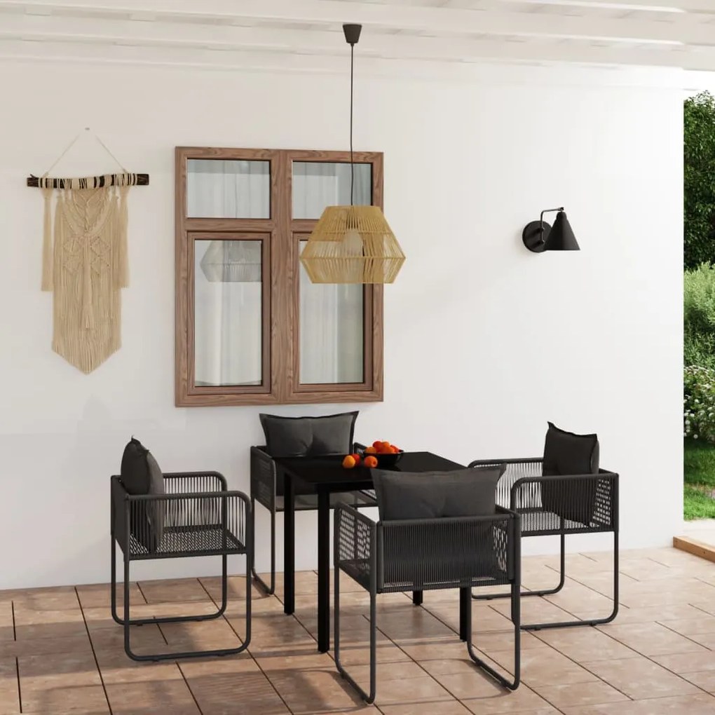 5 pcs Conjunto de jantar para jardim preto