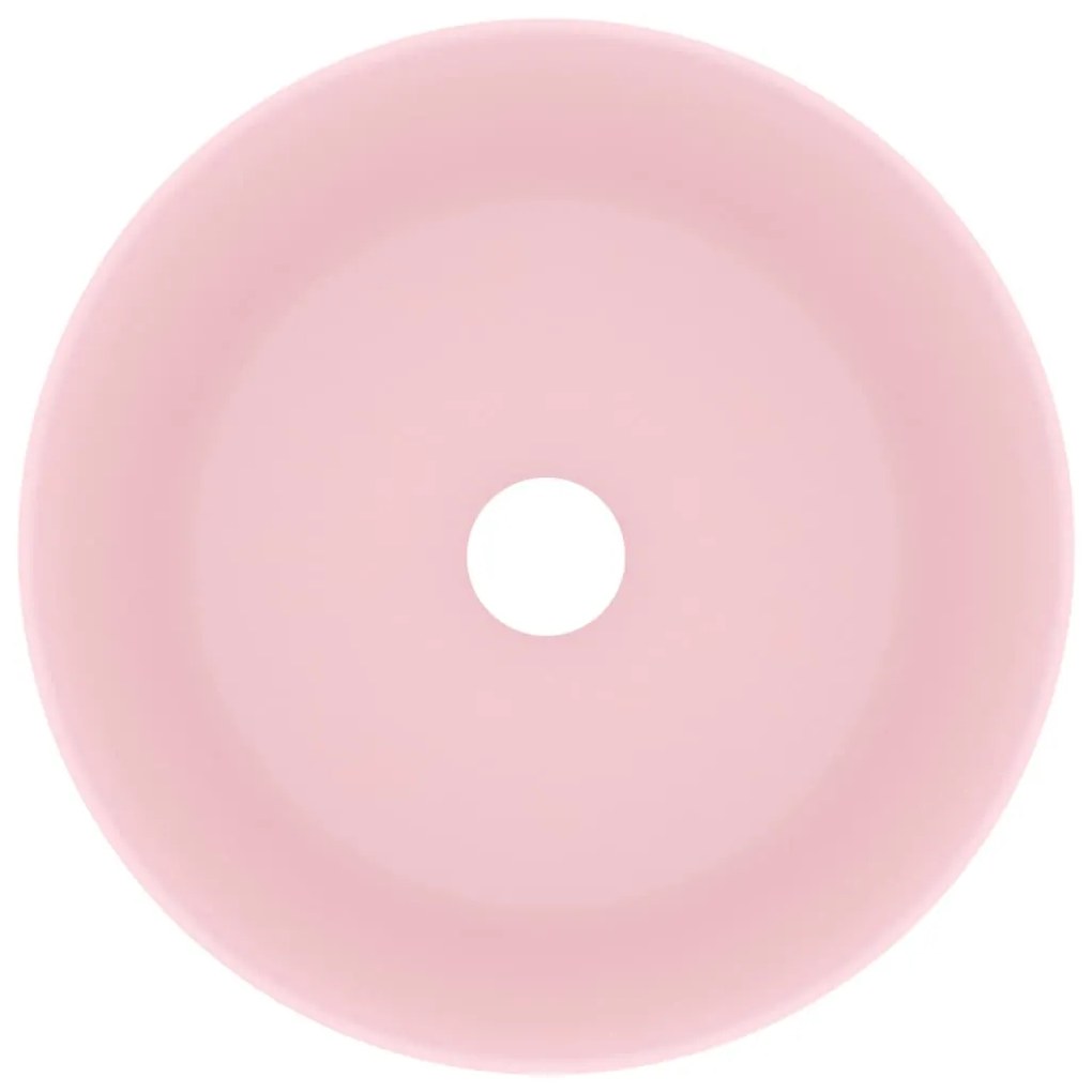 Lavatório luxuoso redondo 40x15 cm cerâmica rosa mate