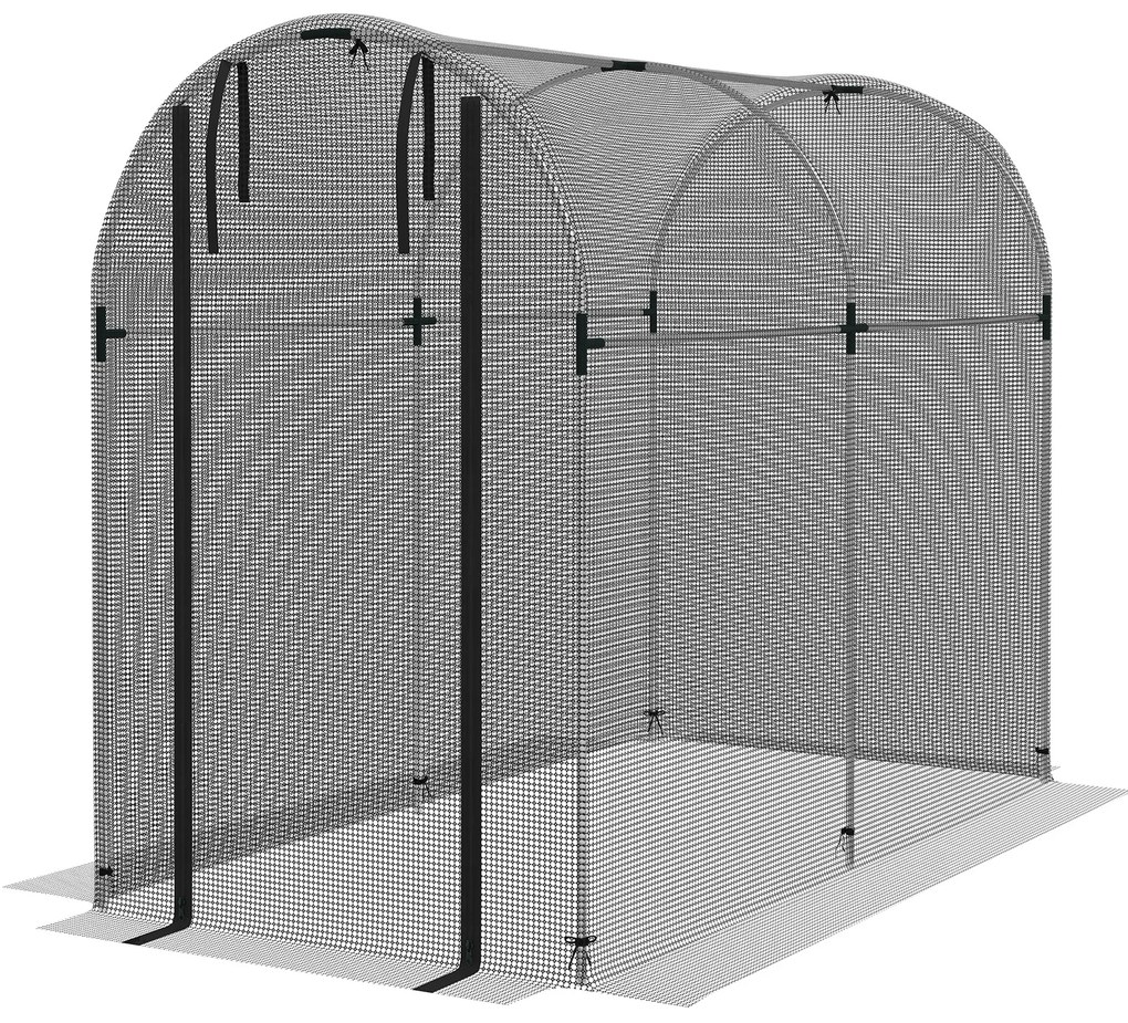 Estufa de Cultivo Estufa de Jardim com 1 Porta Suporte e Anti UV para Proteger as Plantas 120x240x188 cm Preto