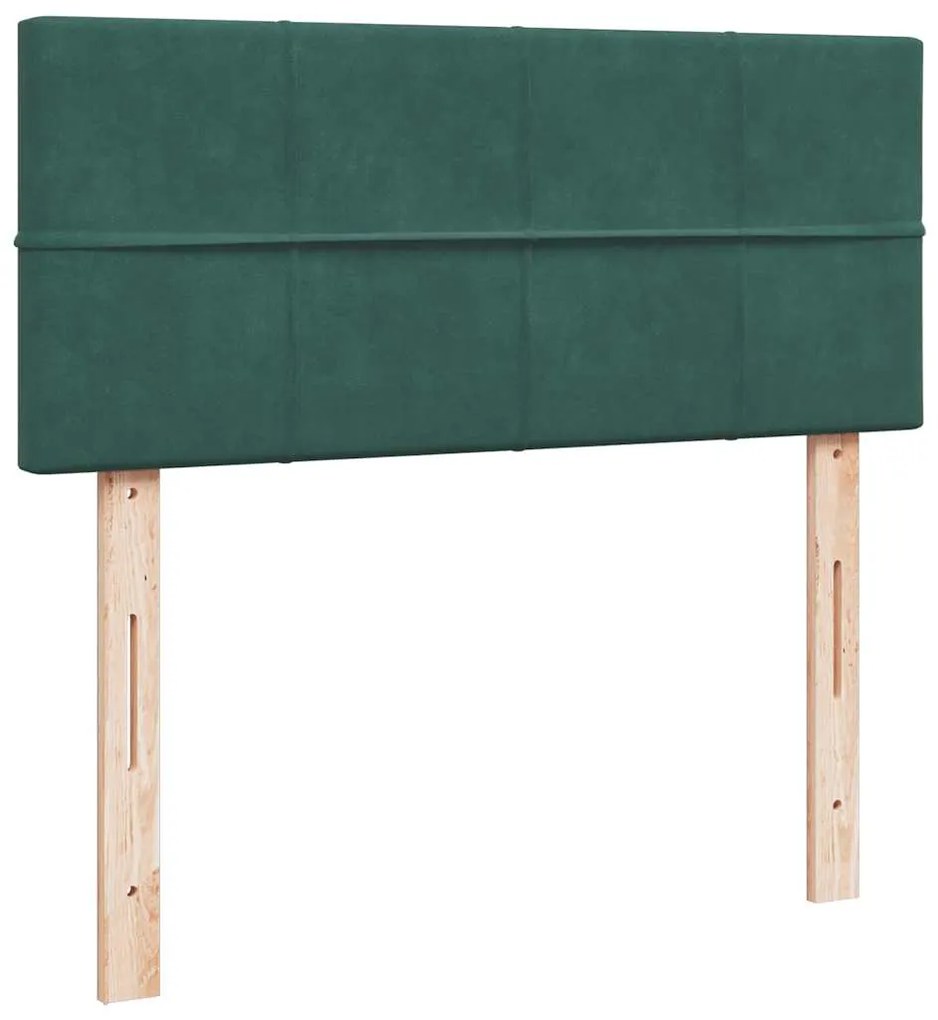 Cama boxspring com colchão 120x200 cm veludo verde-escuro