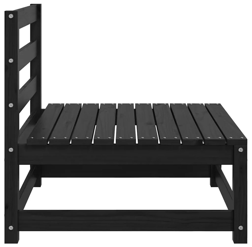Sofás de centro para jardim 3 pcs madeira de pinho maciço preto
