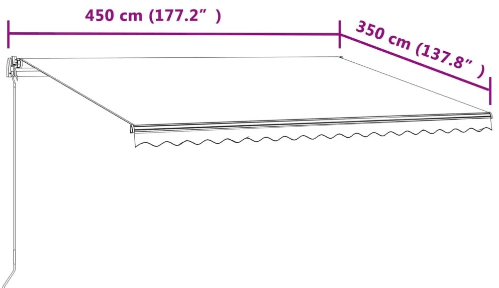 Toldo retrátil automático 450x350 cm amarelo e branco