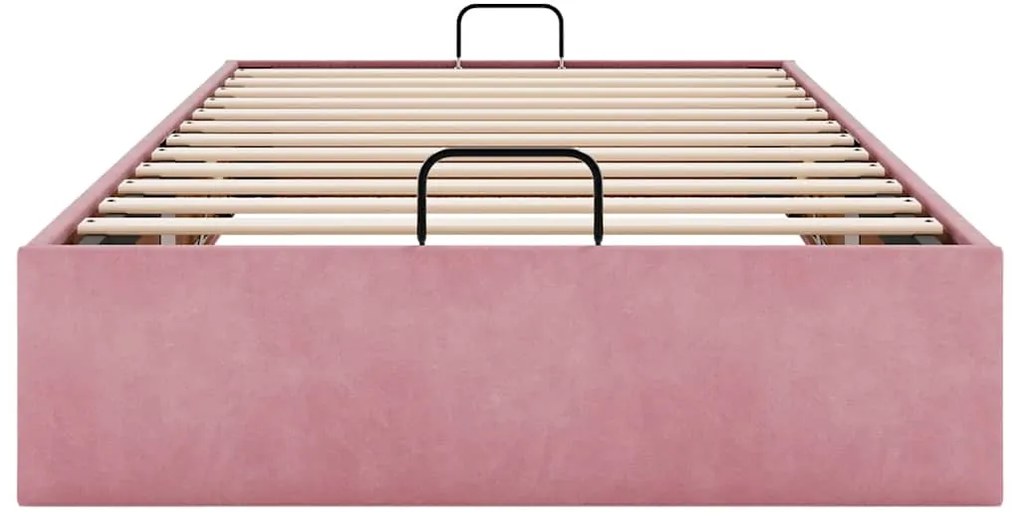 Ottoman Bed Frame No Colchão Rosa 90x190 cm Veludo