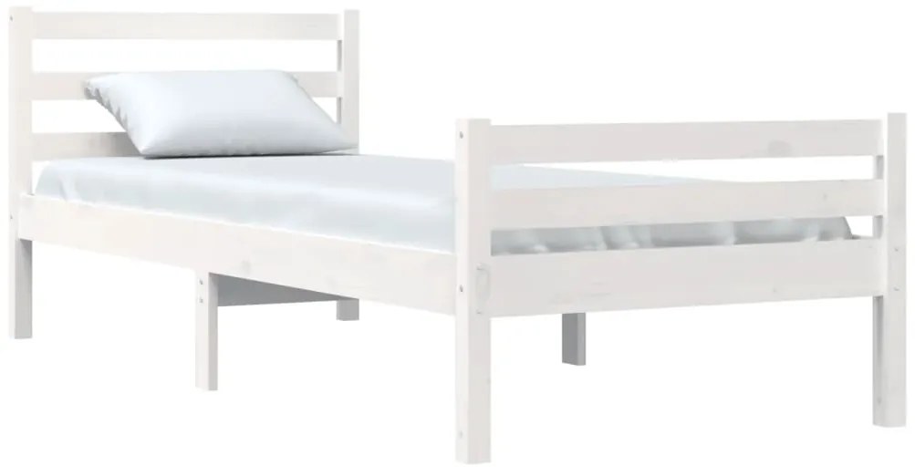 Estrutura de cama 100x200 cm madeira maciça branco