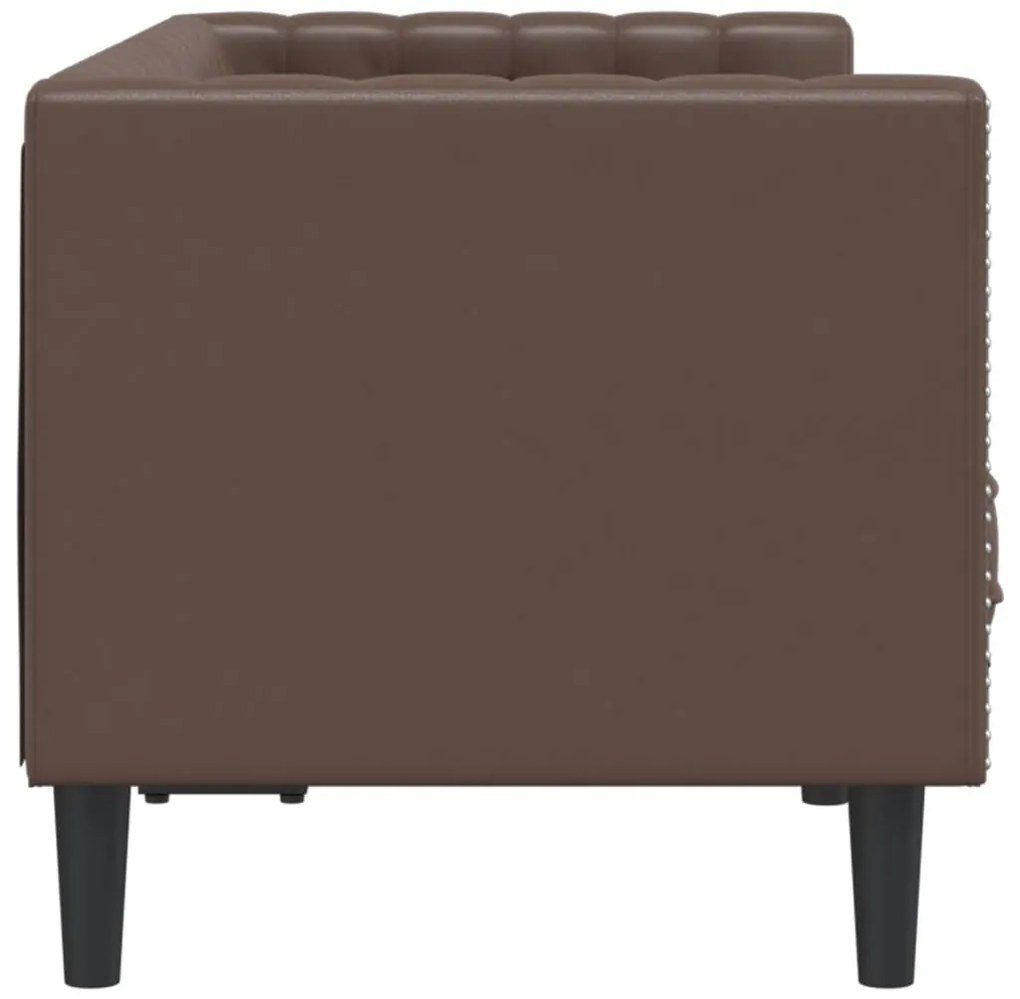 Sofá chesterfield 2 lugares couro artificial castanho