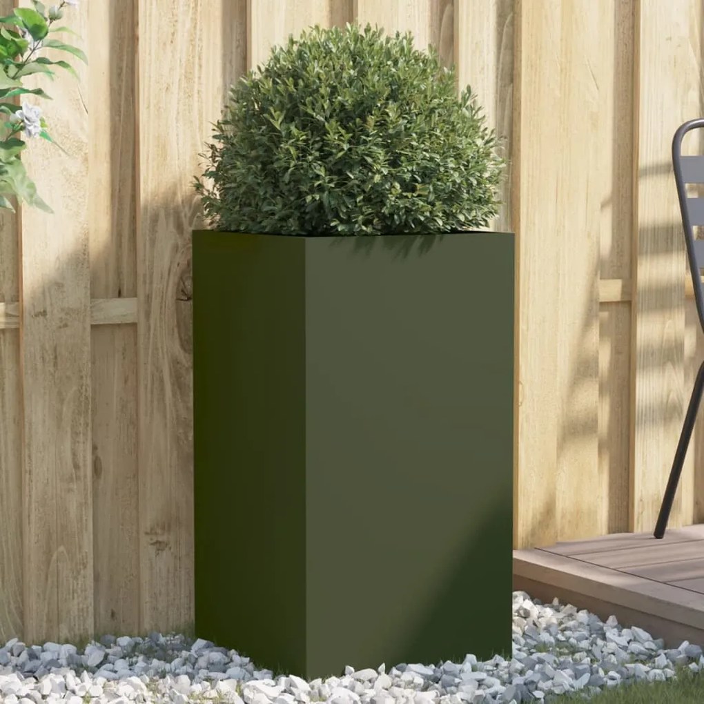 vidaXL Vaso/floreira 42x38x75 cm aço verde azeitona