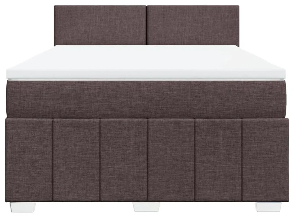 Cama com molas/colchão 160x200 cm tecido castanho-escuro