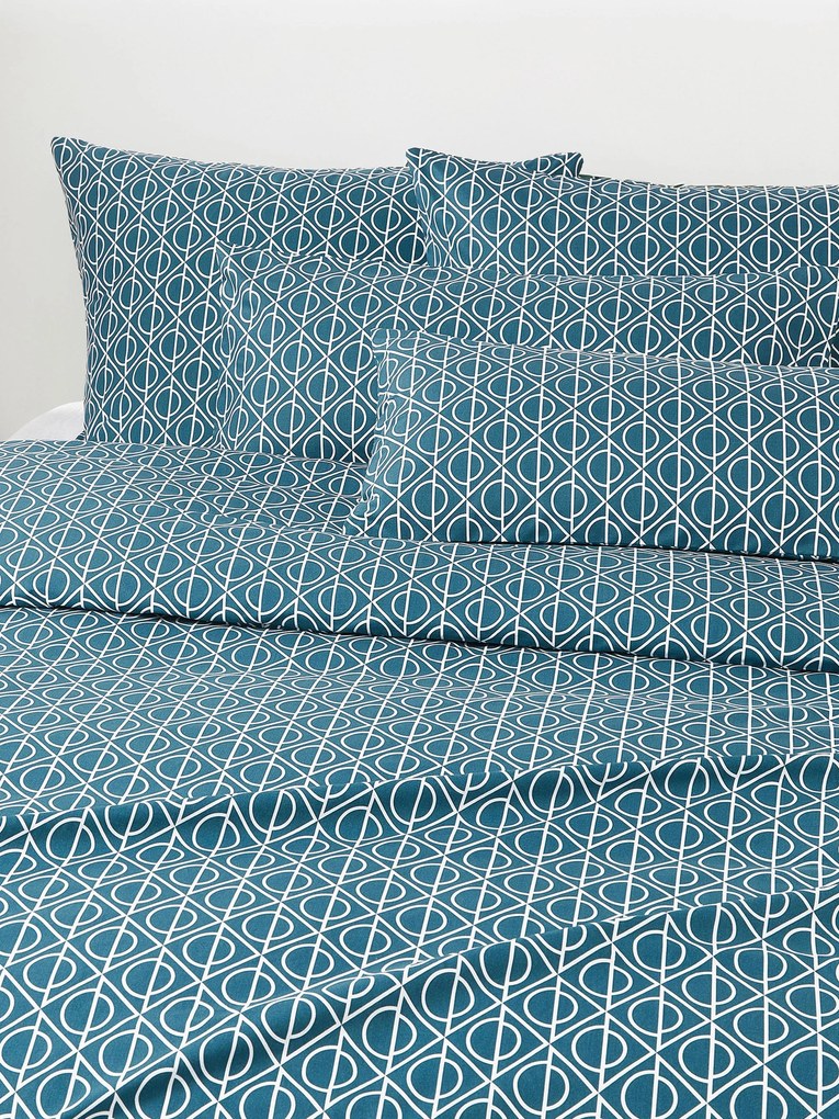 Capa de edredão em percal de algodão com padrão geométrico Jella