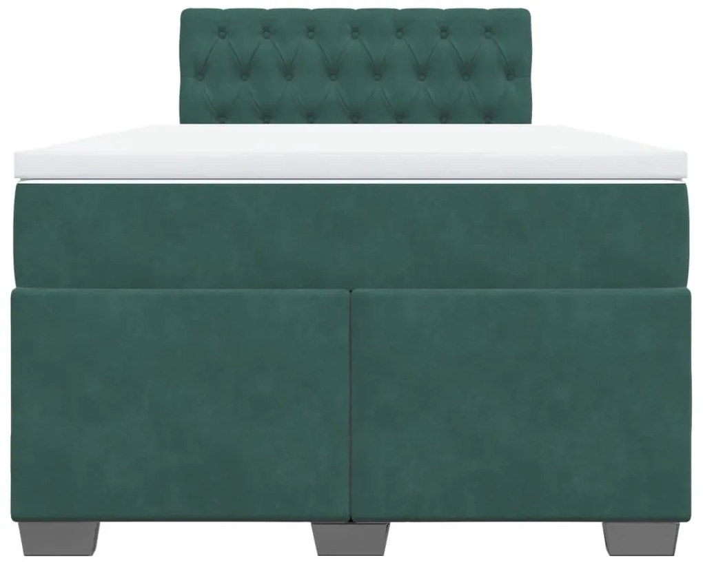 Cama boxspring com colchão 120x190 cm veludo verde-escuro