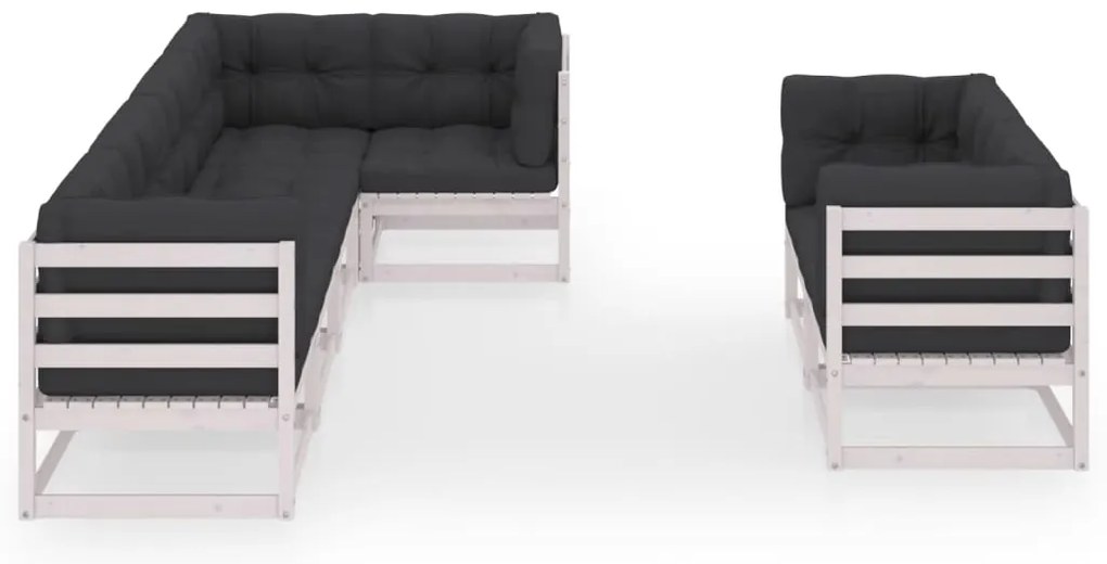 7 pcs conjunto lounge de jardim c/ almofadões pinho maciço
