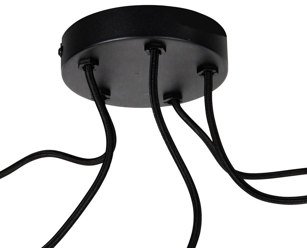 Candeeiro de suspensão industrial preto 5 luzes - Cava Moderno
