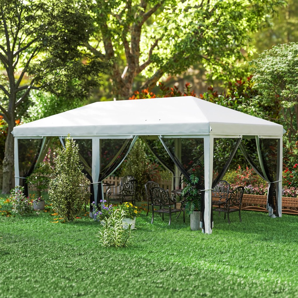 Tenda Dobrável 585x295x270 cm Tenda de Jardim com 6 Mosquiteiros Bolsa
