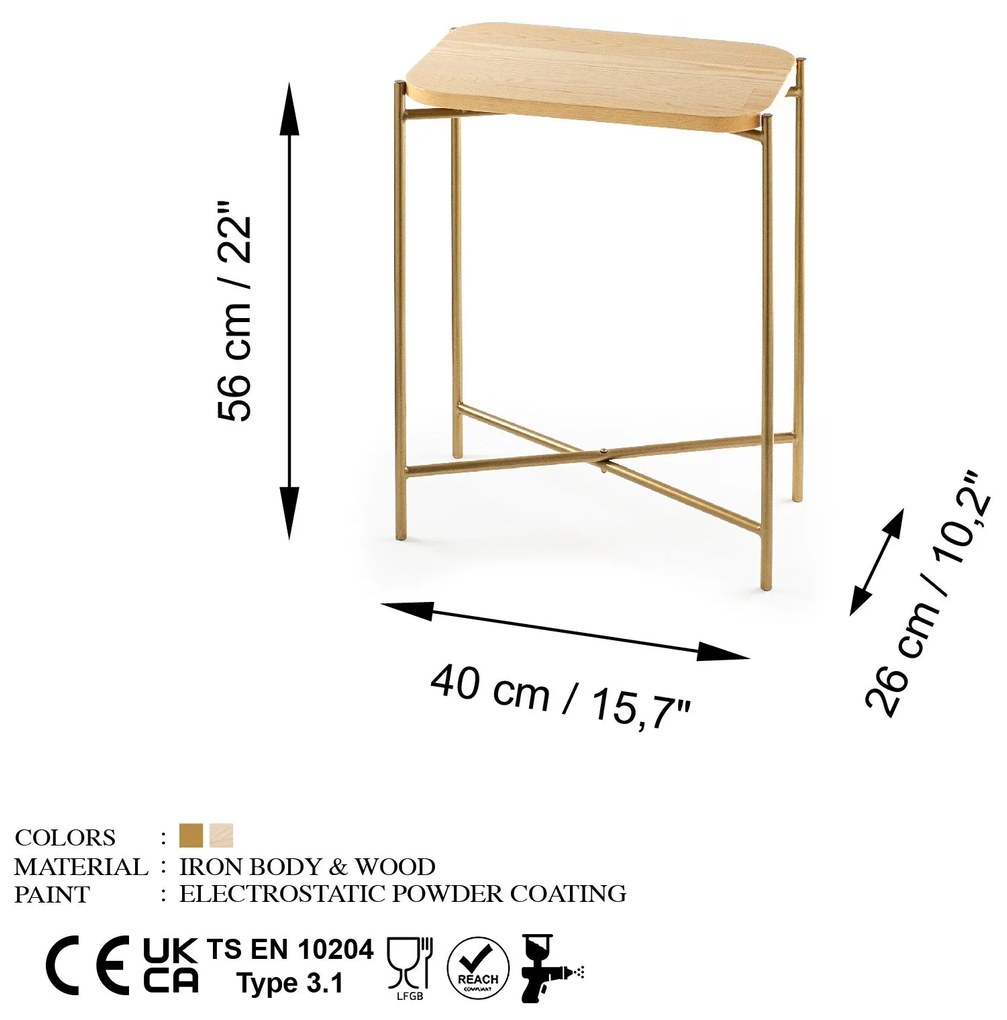 Mesa de Centro Shb-003-A – Dourado Natural – 40x56x26 cm | Tribo Home