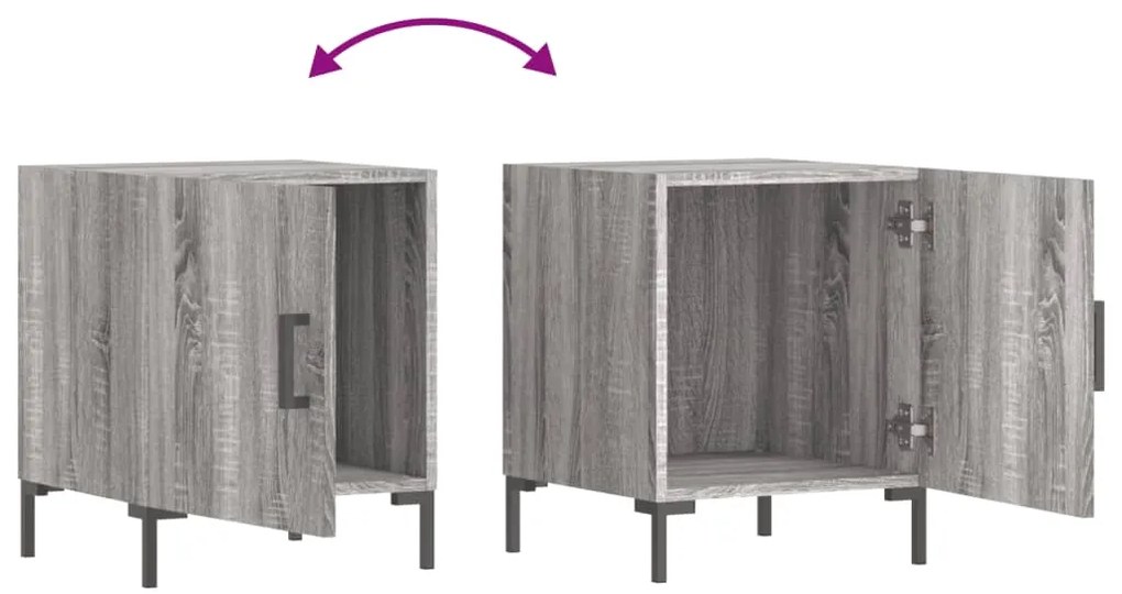 Mesa cabeceira 40x40x50 cm derivados de madeira cinzento sonoma