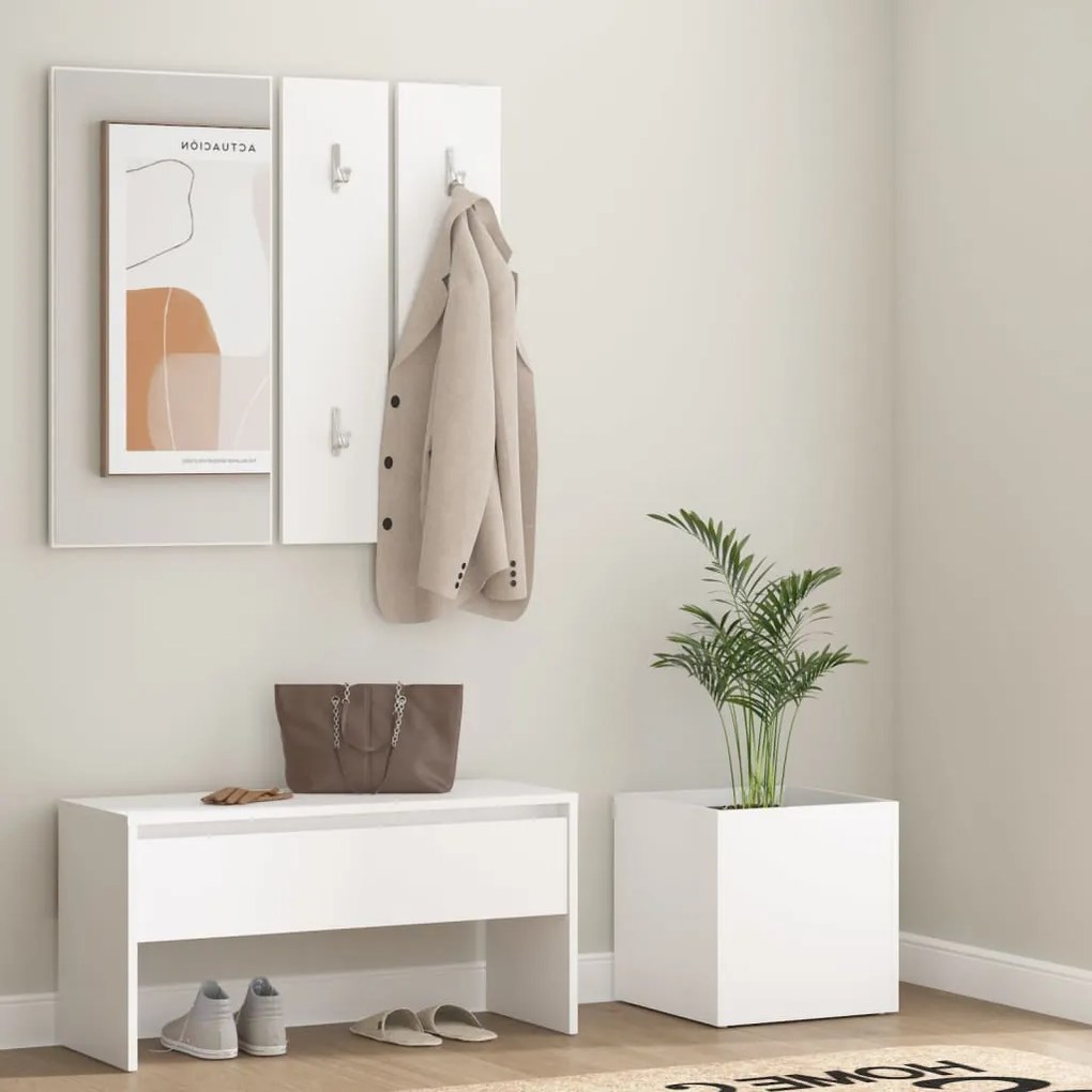 3082053 vidaXL Conjunto de móveis de corredor derivados de madeira branco