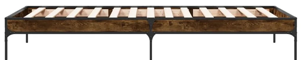 Estrutura de cama derivados de madeira e metal carvalho fumado