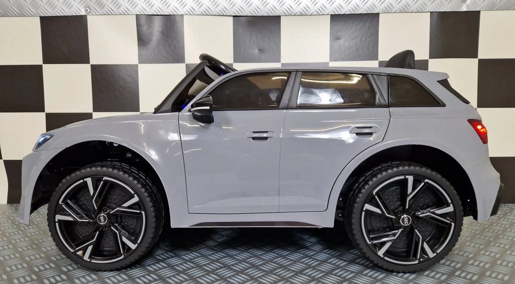 Carro eletrico infantil Audi RS 6 12V Pneus Borracha EVA e Assento de couro Cinzento