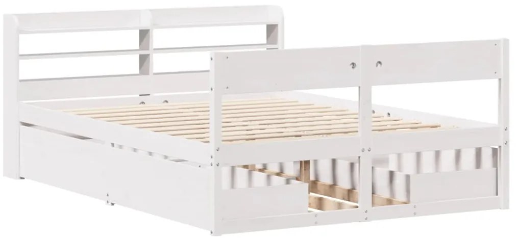 Cama sem colchão 120x190 cm madeira de pinho maciça branco