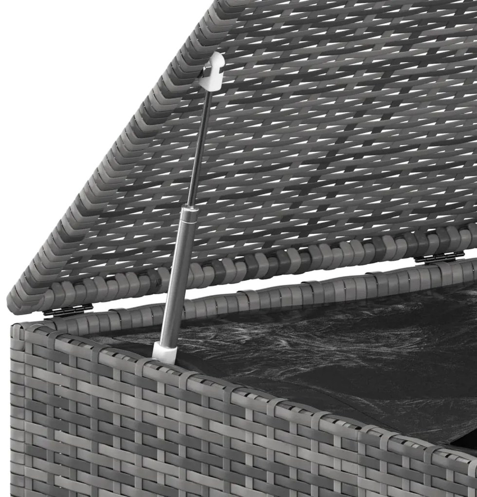 Caixa para almofadões de jardim 145x100x103 cm vime PE cinzento