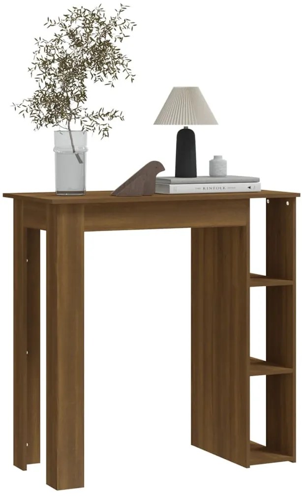 Mesa de bar c/ prateleiras derivados madeira carvalho castanho