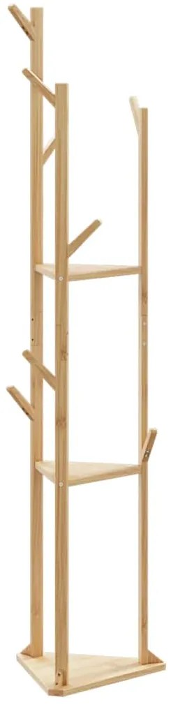 Cabide com ganchos e prateleiras 39x33x166 cm bambu