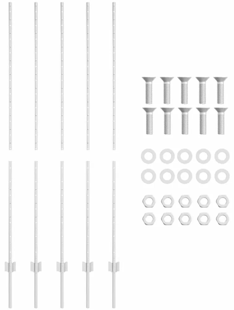 Postes de Cerca - 10 pcs U-Channel 160 cm em Aço Galvanizado.
