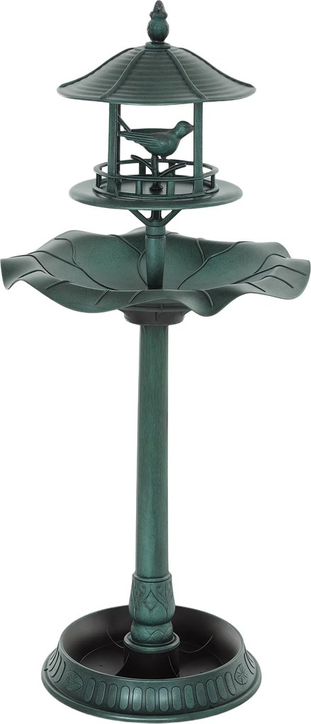 Bebedouro para pássaros e Floreira 3 em 1 Ø 50 x 113 cm, em polipropileno verde-acinzentado