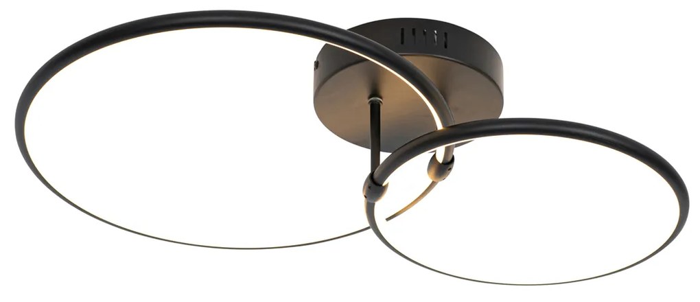 Candeeiro de Teto Design Preto c/ LED Dimerizável 3 Níveis 2 Luzes - Joaniqa Moderno