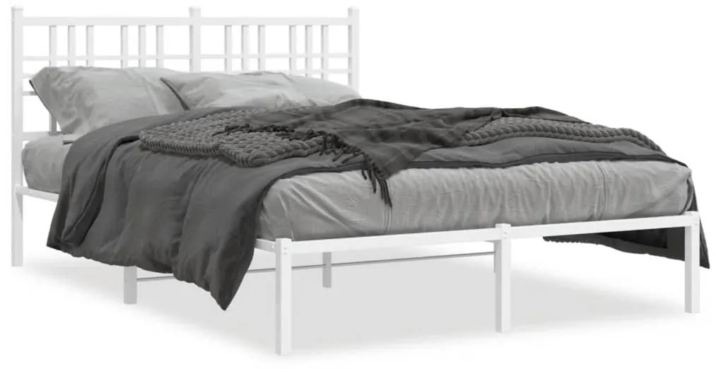vidaXL Estrutura de cama com cabeceira 120x190 cm metal branco