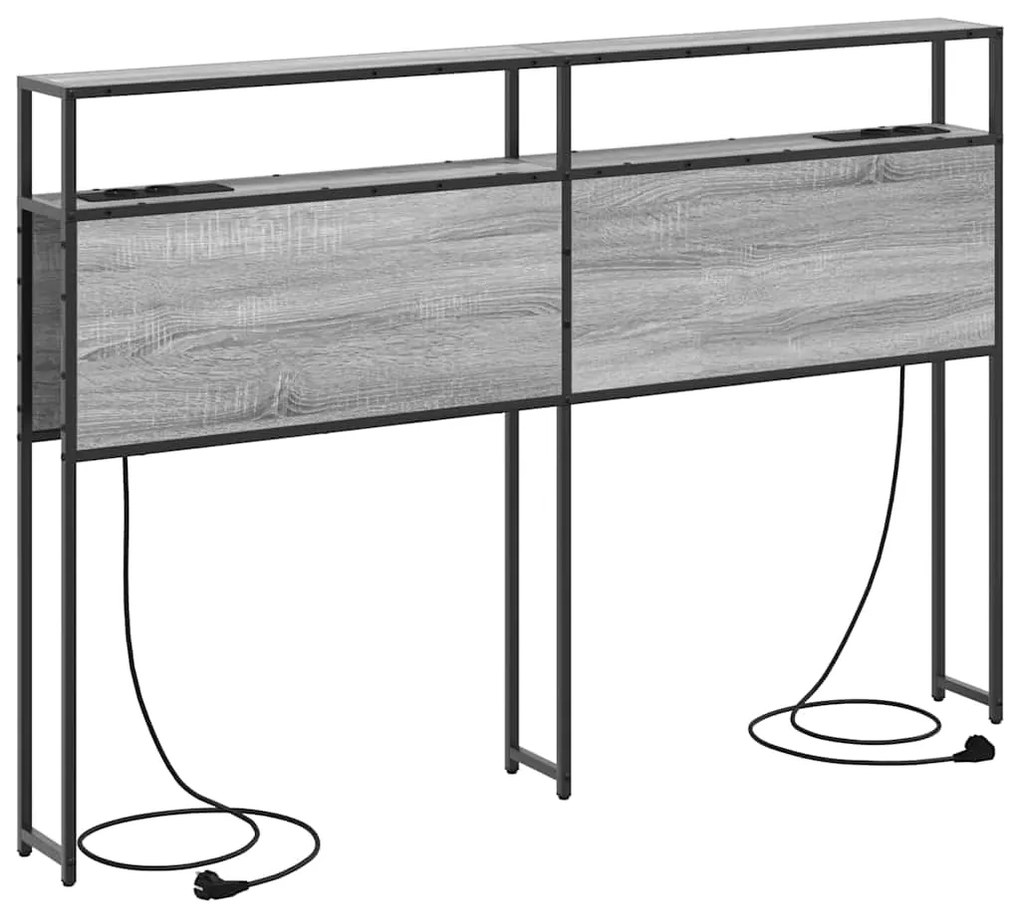 Cabeceira de armazenamento com cabeceira Cinza sonoma 135 cm