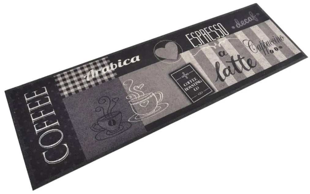 vidaXL Tapete de cozinha lavável 60x180 cm veludo padrão café preto