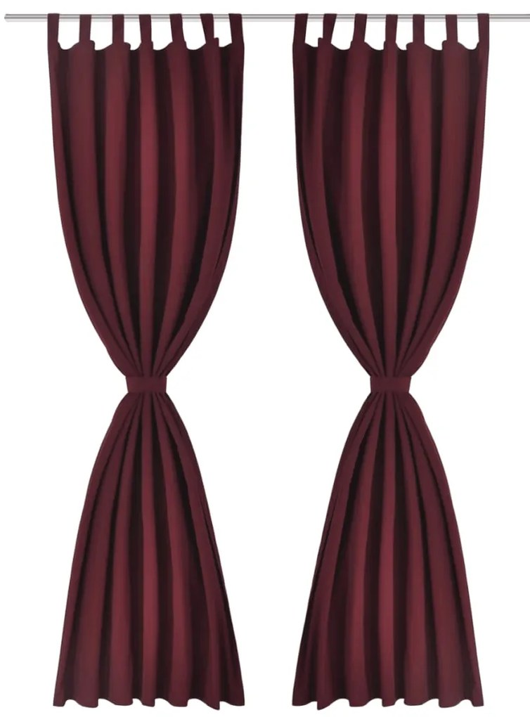 Cortinas de cetim com laços 2 pcs 140 x 245 cm bordô