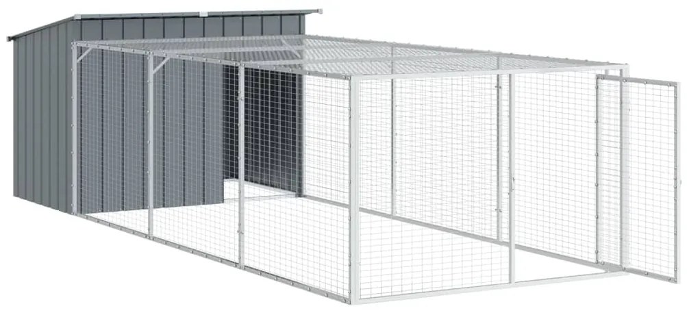 Casota p/ cães c/ parque 153x396x110 cm aço galvaniz. antracite