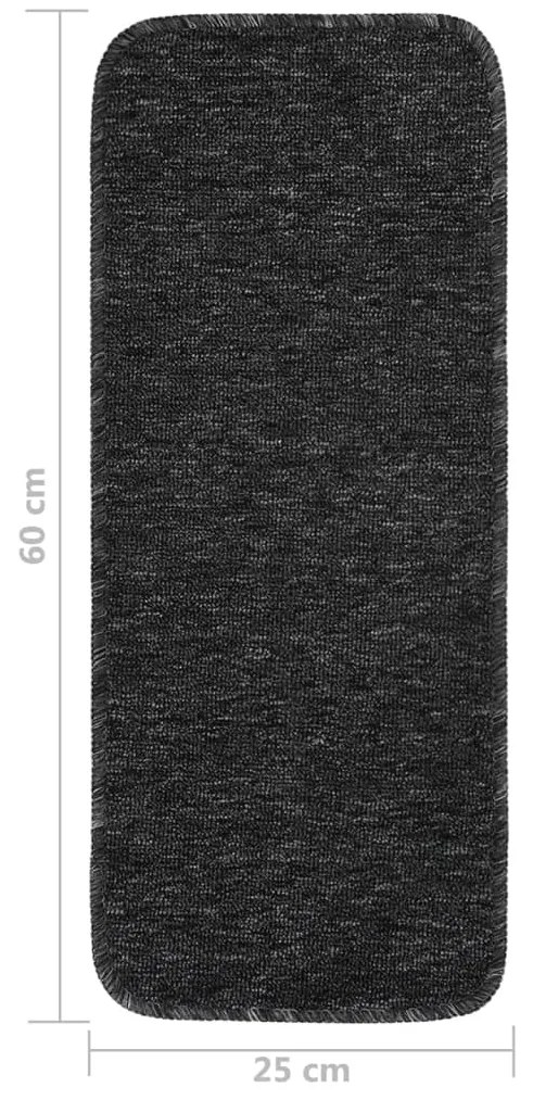 Tapetes antiderrapantes retang. escadas 15pcs 60x25cm antracite