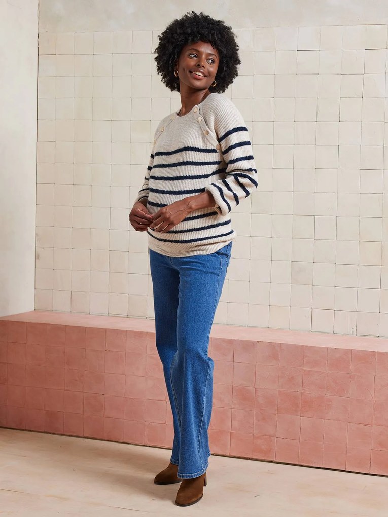 Jeans direitos, faixa sem costuras, para grávida ganga brut