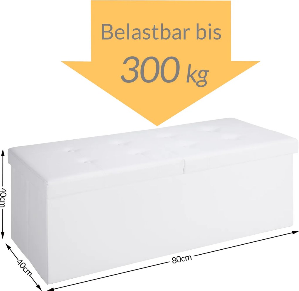Banco dobrável com espaço de arrumação 80 x 40 x 40 cm Branco
