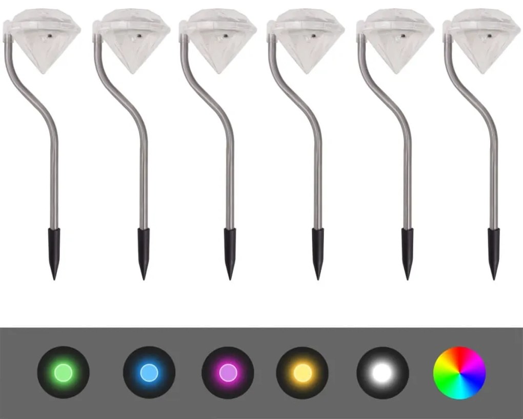 Iluminação de jardim luz LED solar, 6 pcs, 9x7,8x29,5 cm