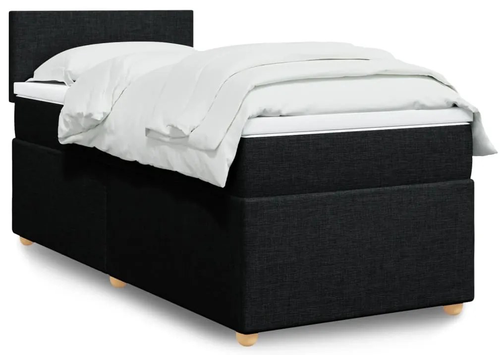 Cama box spring com colchão solteiro tecido preto