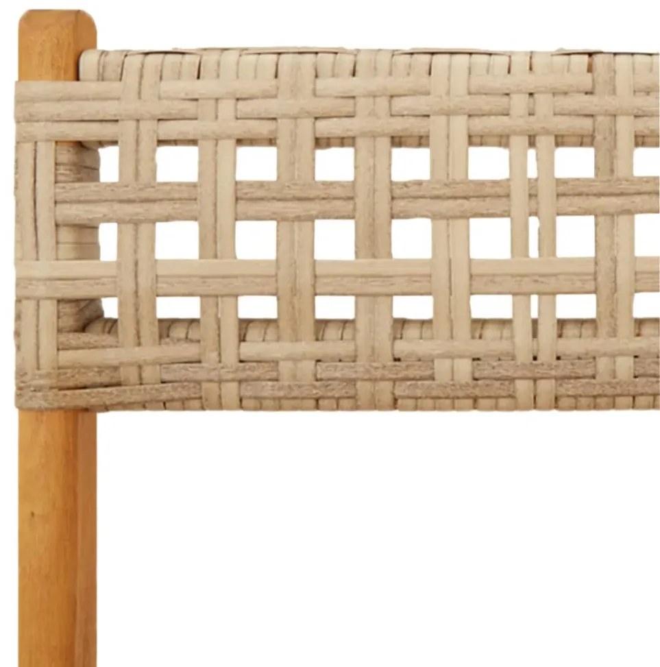 3 pcs conjunto de bistrô vime PE e madeira maciça bege