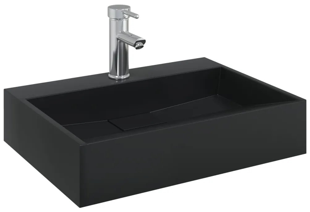 Lavatório 50x38x11 cm mineral/mármore fundido mate preto