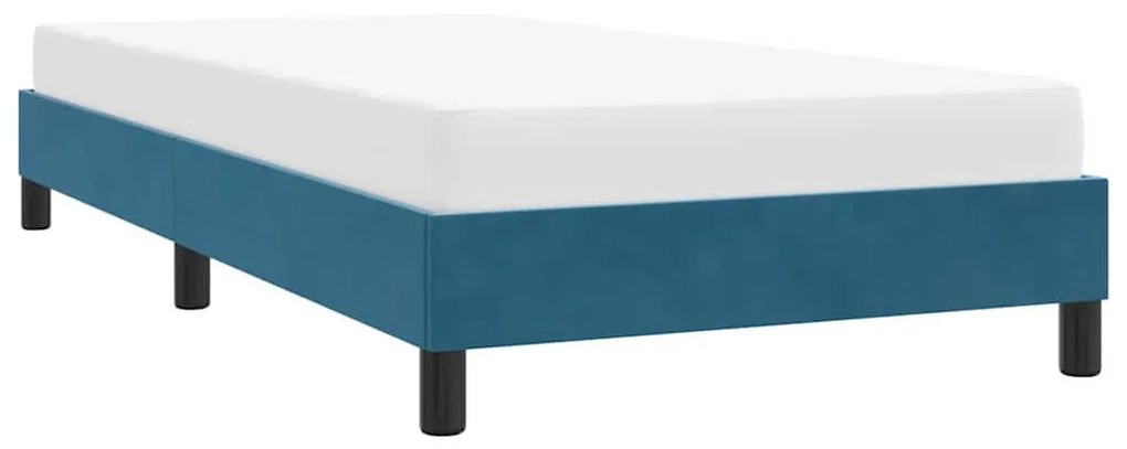 Estrutura de cama sem colchão 80x210 cm veludo azul-escuro