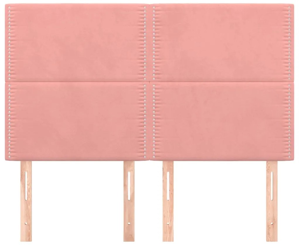 Cabeceira de cama 4 pcs veludo 72x5x78/88 cm rosa