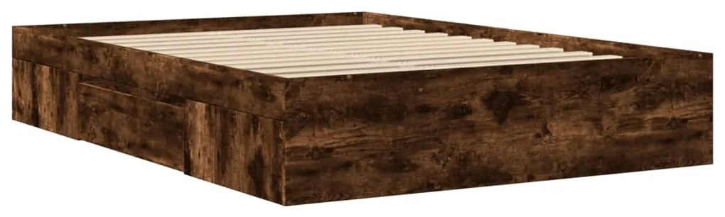 Estrutura de cama s/ colchão derivados madeira carvalho fumado